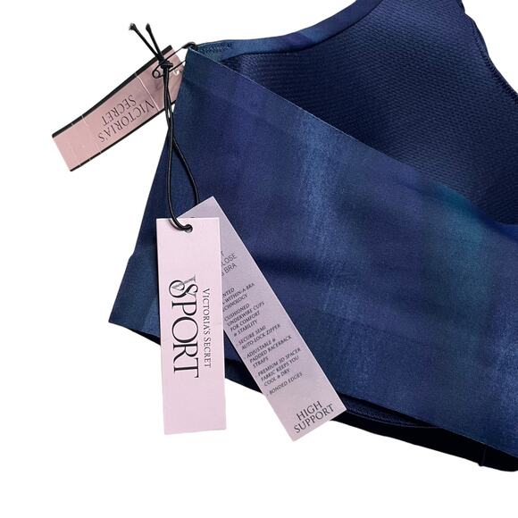 Victoria's Secret Knockout Front-Close Sports Bra Navy Ripple Size 34D - Picture 3 of 6